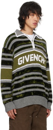 Givenchy Gray & Green Half-Zip Polo