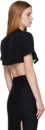 Mirror Palais Black Collared Crop Shirt