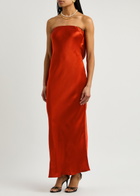 Bec & Bridge Moon Dance Strapless Satin Maxi Dress Red