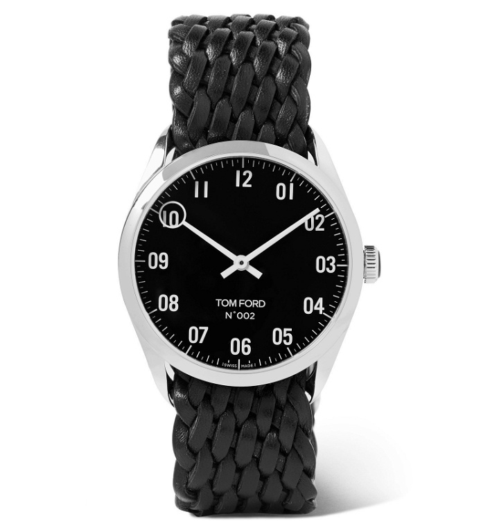 Photo: Tom Ford Timepieces - 002 38mm Stainless Steel and Braided Leather Watch - Black