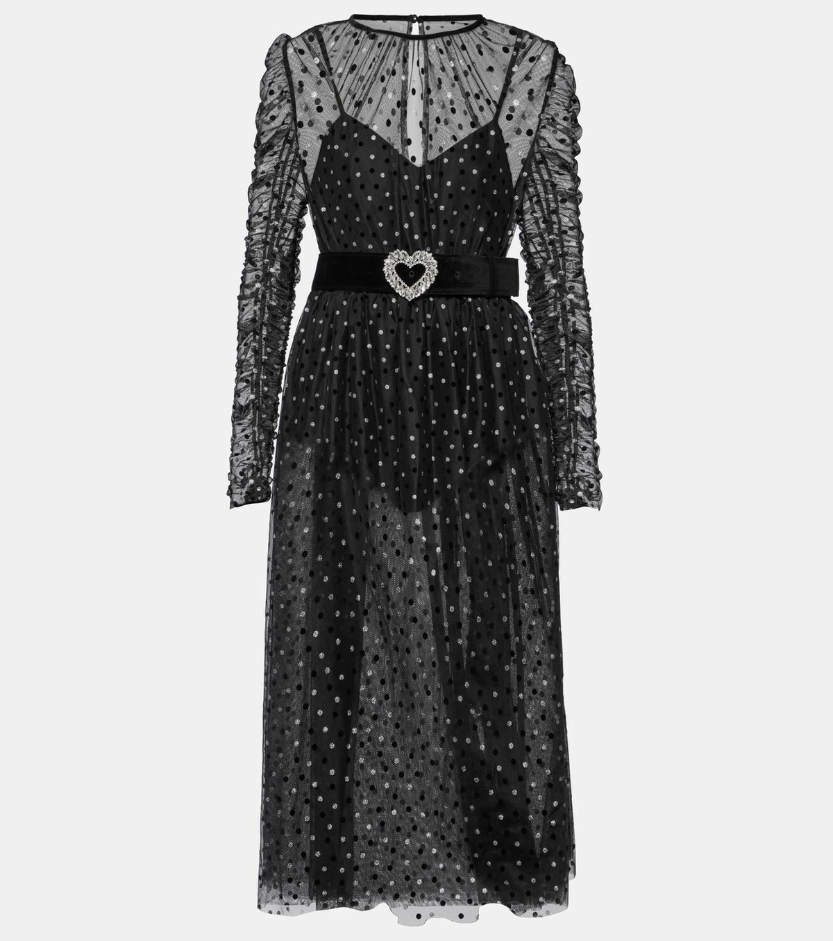 Rebecca Vallance Whitney polka-dot ruched midi dress Rebecca