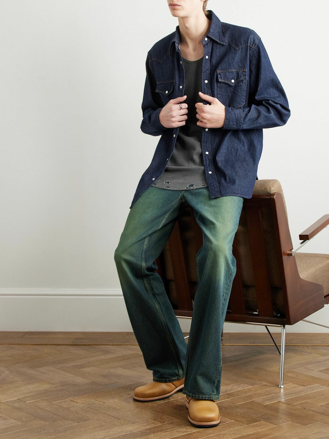 KAPITAL - Husky Denim Western Shirt - Blue KAPITAL