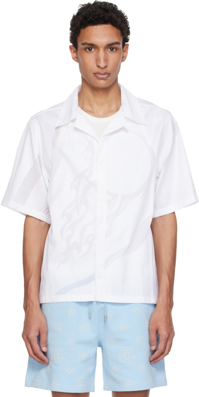 Photo: Casablanca White 'The Art Of The Serve' Fil Coupé Shirt