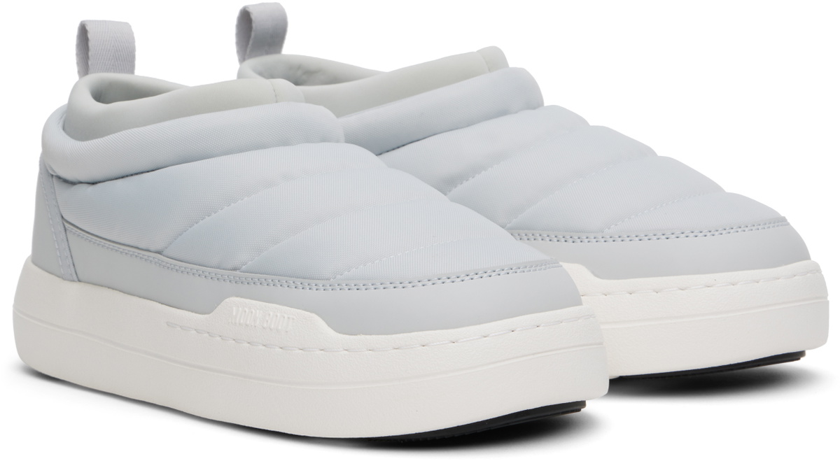 Moon Boot Gray & White Park Soft Nylon Loafers