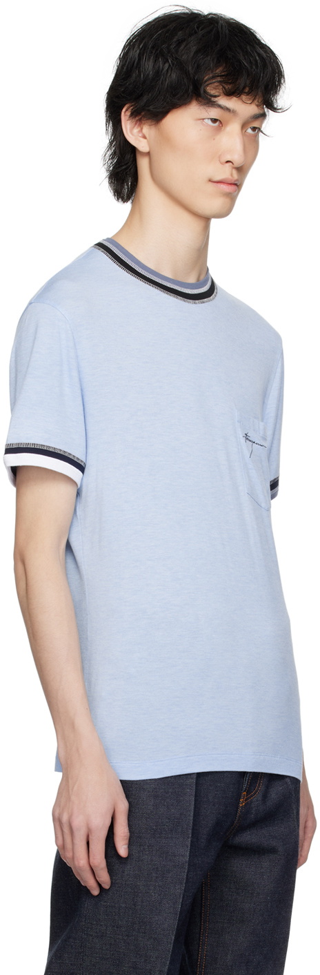 Ferragamo Blue Embroidered T-Shirt
