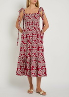 Erdem Floral-embroidered Cotton-blend Midi Dress Red