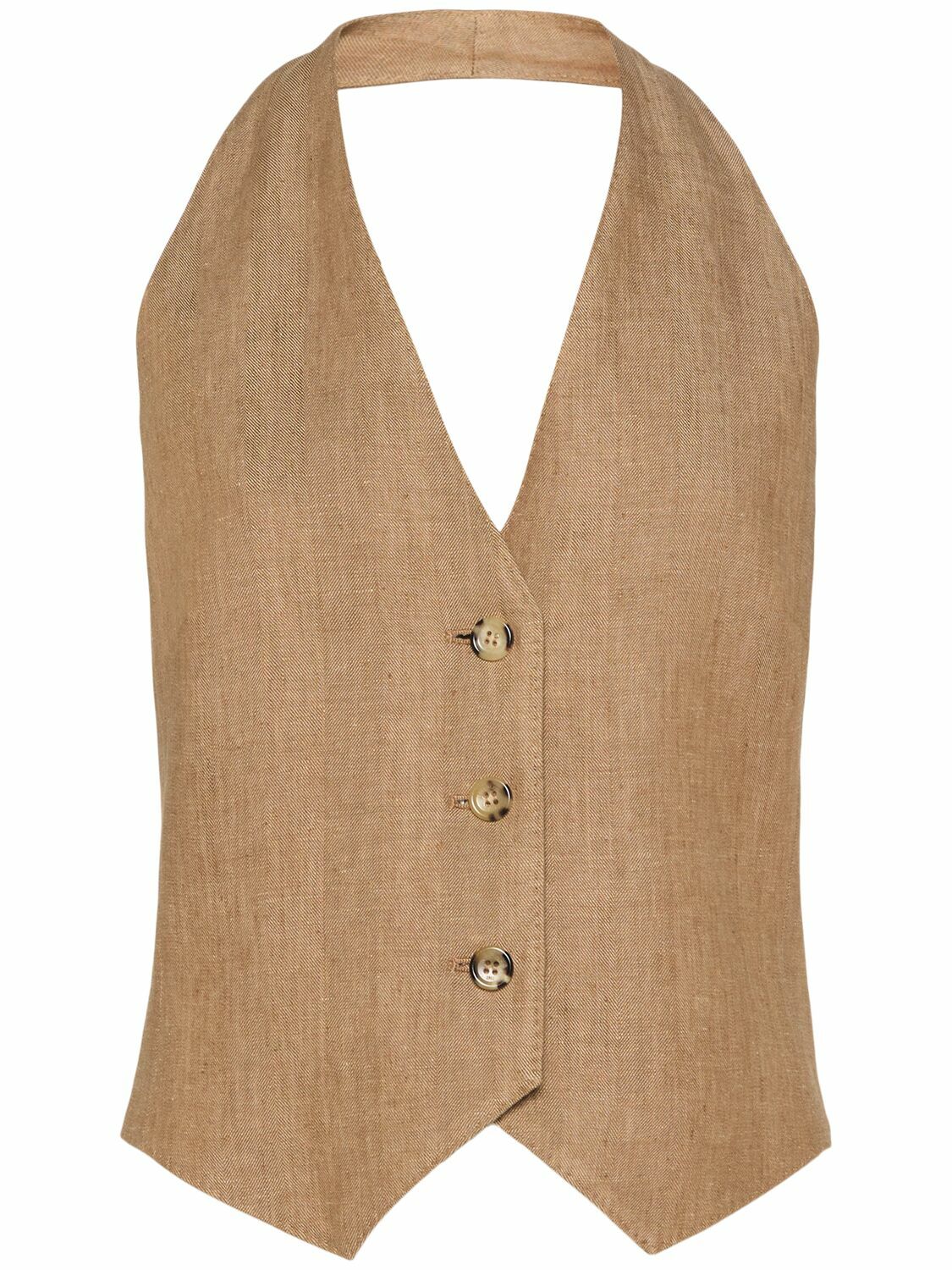 ベスト・ジレ MAX MARA SAURO SINGLE-BREASTED VEST IN LINEN Max Mara Sauro Single-Breasted Vest In Linen (Max Mara