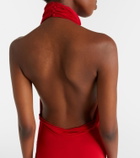 McQueen Draped halterneck maxi dress
