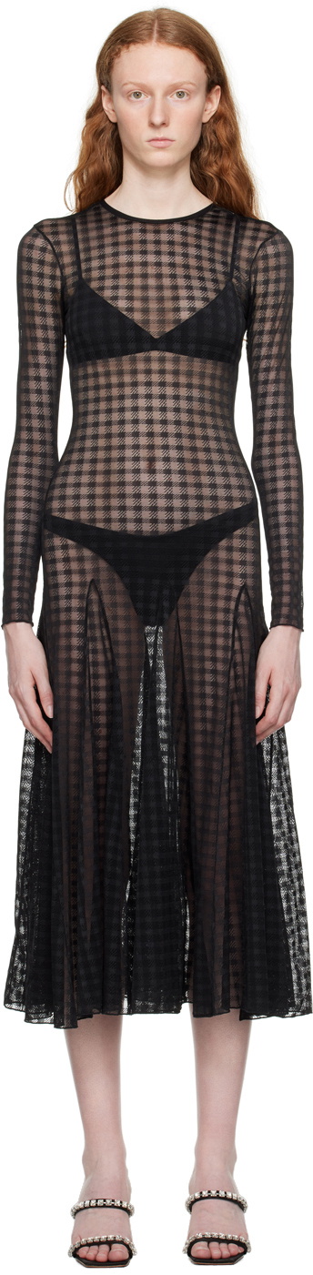 AMI Alexandre Mattiussi Black Gingham Midi Dress