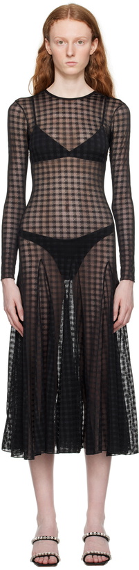 Photo: AMI Alexandre Mattiussi Black Gingham Midi Dress