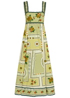 Alemais Dixie Printed Cotton-poplin Midi Dress Yellow