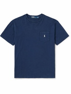 Polo Ralph Lauren - Logo-Embroidered Cotton and Linen-Blend Jersey T-Shirt - Blue