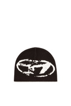 Diesel Wool-blend beanie with Oval D logo - Knit caps - Unisex - Black