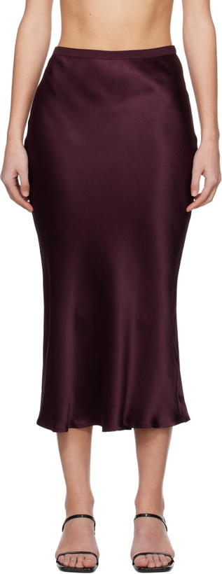 Photo: ANINE BING Burgundy Bar Silk Midi Skirt