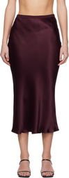 ANINE BING Burgundy Bar Silk Midi Skirt