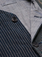 Applied Art Forms - CU1-1 Padded Patchwork Striped Cotton-Gabardine Jacket