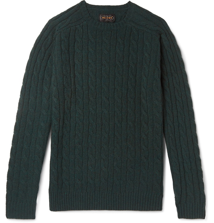 Photo: Beams Plus - Slim-Fit Cable-Knit Wool Sweater - Green