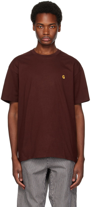 Photo: Carhartt Work In Progress Burgundy Chase T-Shirt