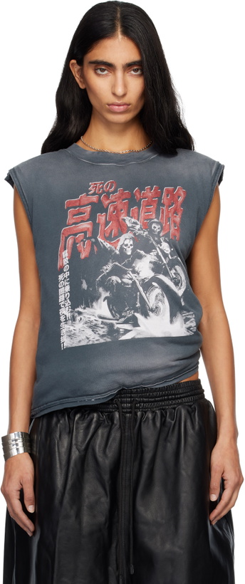 Photo: LU'U DAN Gray Wadded Sleeveless T-shirt