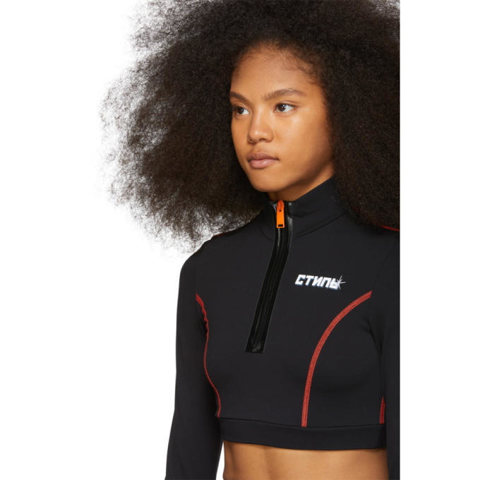 Heron Preston Black Cropped Active Zip Turtleneck Heron Preston