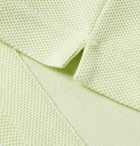 Berluti - Leather-Trimmed Cotton and Mulberry Silk-Blend Piqué Polo Shirt - Men - Mint