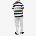 Men's AAPE Now Bold Stripe Badge T-Shirt in Black/White/Khaki