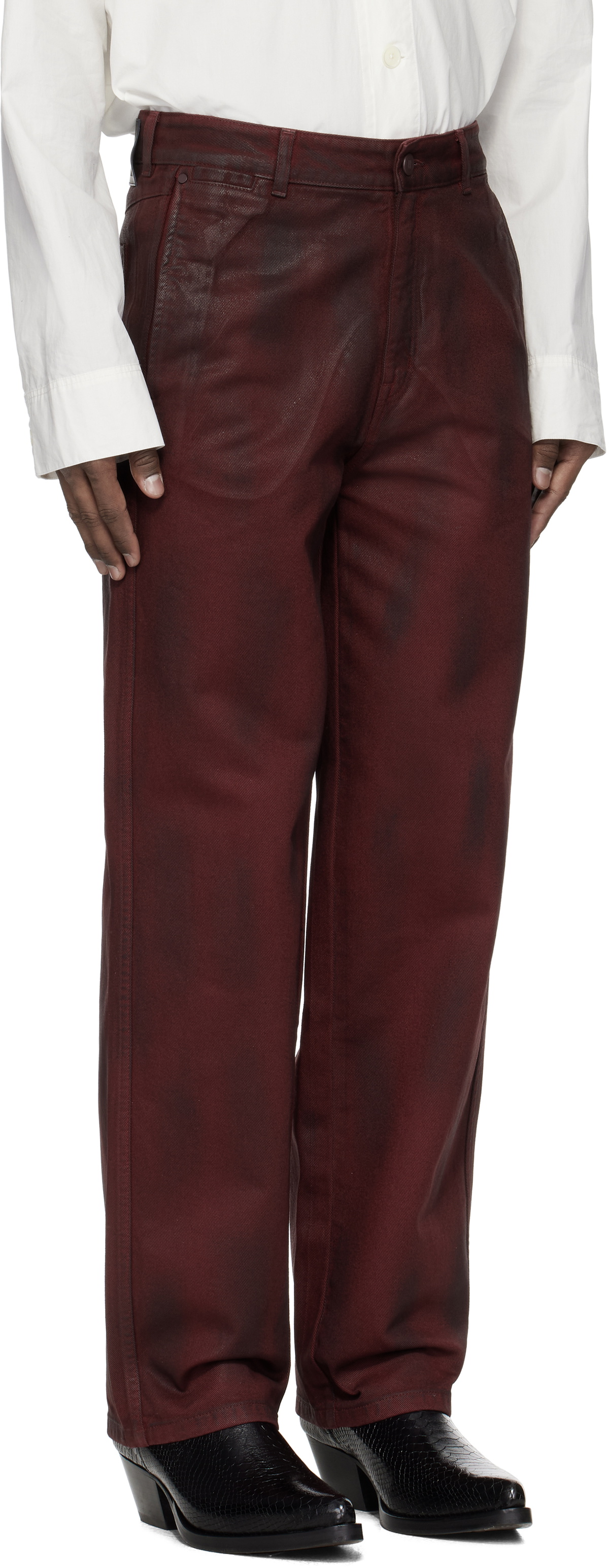 LGN Louis Gabriel Nouchi Burgundy Straight Leg Denim Jeans