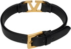 Valentino Garavani Black VLogo Signature Calfskin Bracelet