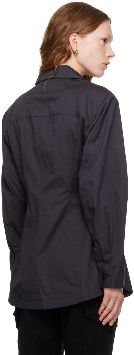 DRAE Navy Pointed Collar Shirt