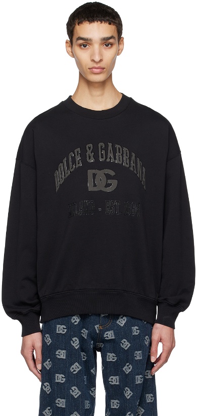 Photo: Dolce & Gabbana Black Bonded Sweatshirt