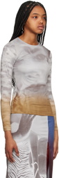 ELLISS Brown & Gray Eyes Open Long Sleeve T-Shirt