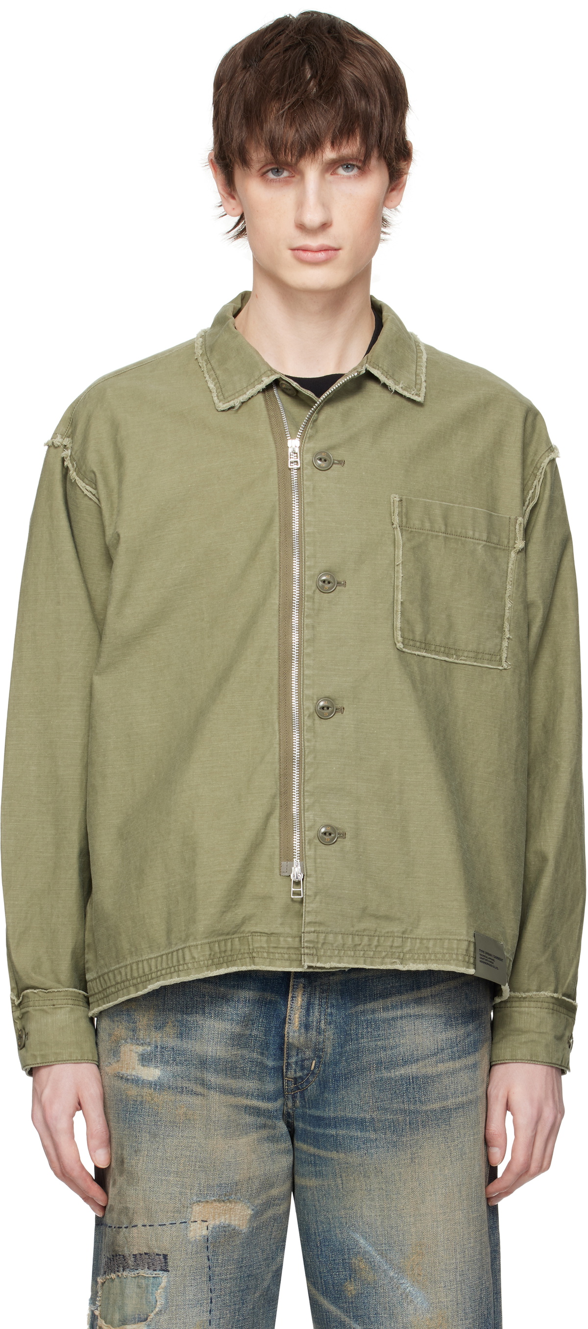 【新品L】NEIGHBORHOOD UNTRIMMED ZIP SHIRT LS Neighborhood Green Untrimmed Zip LS Shirt Neighborhood