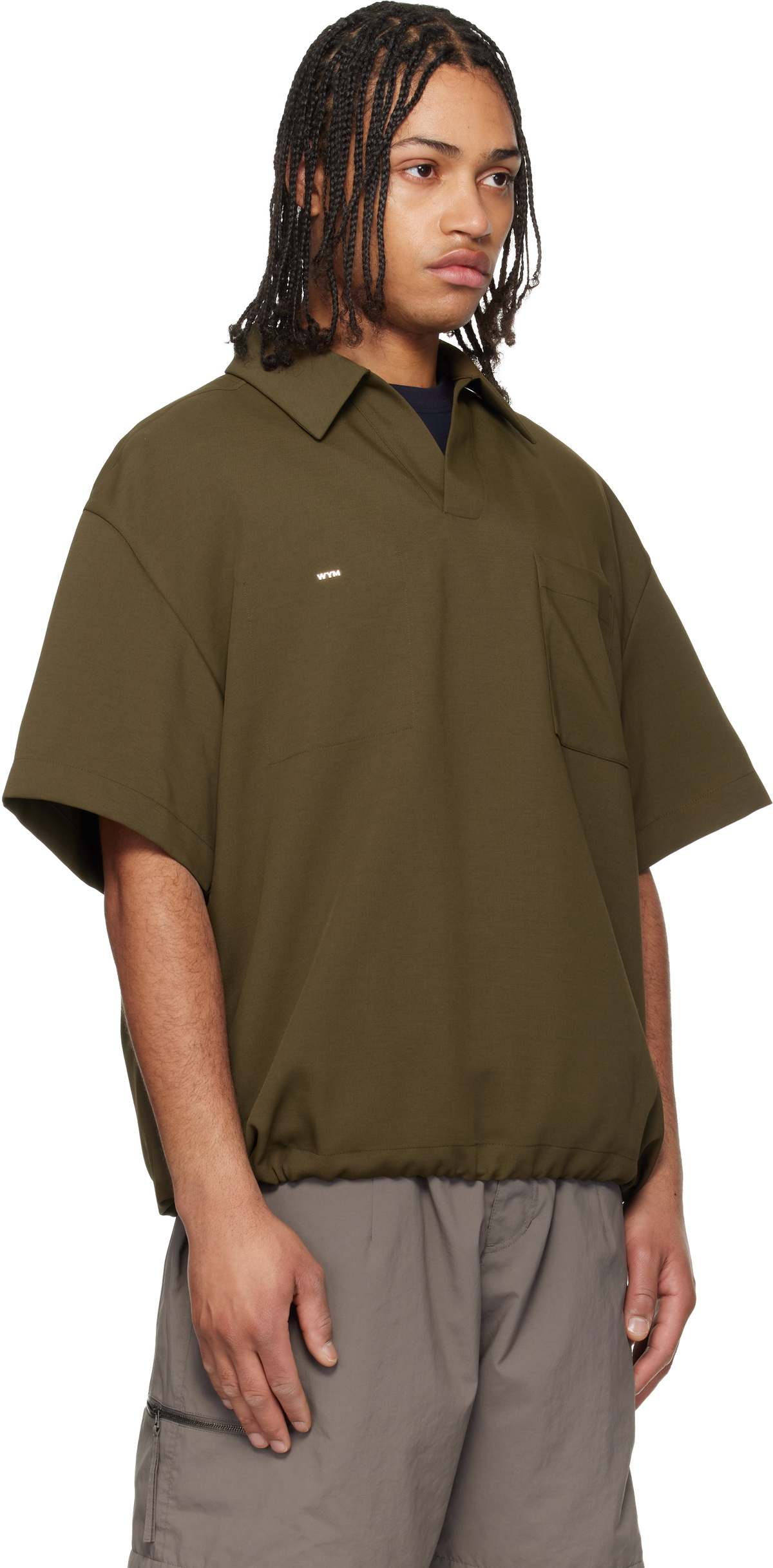 WOOYOUNGMI Khaki Twill Patch Pocket Polo