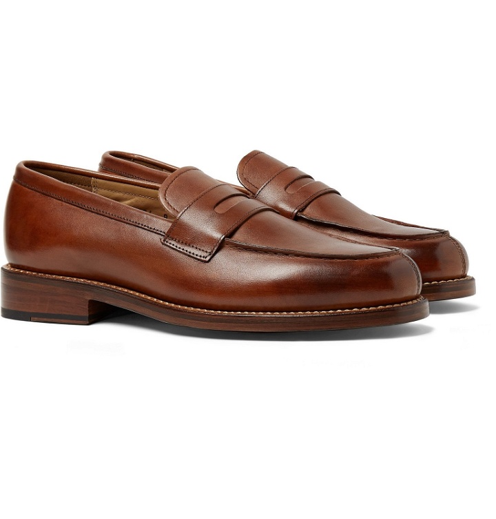Photo: Grenson - Peter Hand-Painted Leather Penny Loafers - Brown