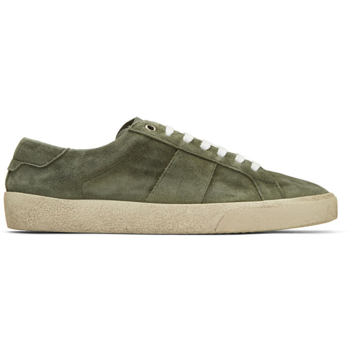 Photo: Saint Laurent Green Suede Court Classic SL-06 Sneakers 