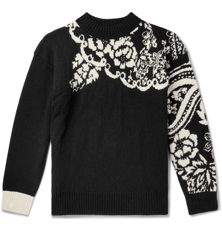 Photo: Sacai - Intarsia Wool-Blend Sweater - Black