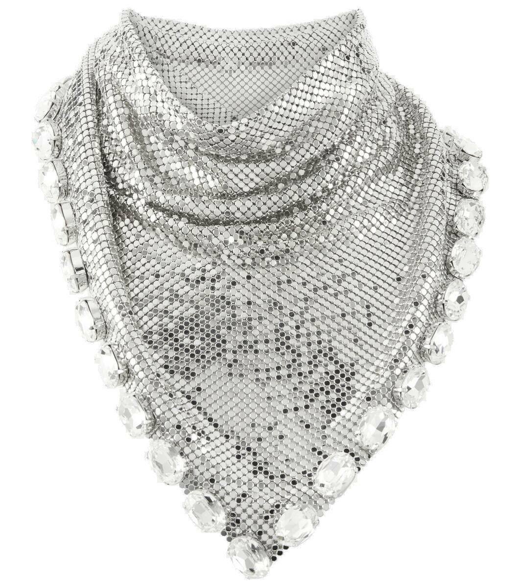 【Rabanne】 Embellished chainmailドロップイヤリング Silver chainmail earrings with crystals | Rabanne