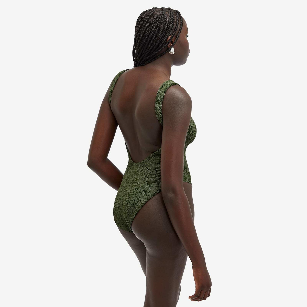 Hunza G Women's Square Neck Swimsuit in Metallic Khaki Hunza G