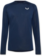 Castore - Logo-Print Mesh-Panelled Perforated Stretch-Jersey T-Shirt - Blue