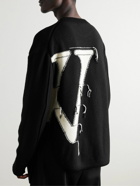 Off-White - Oversized Distressed Logo-Intarsia Wool Sweater - Black