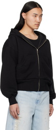 lesugiatelier Black Cut Out Zip Hoodie