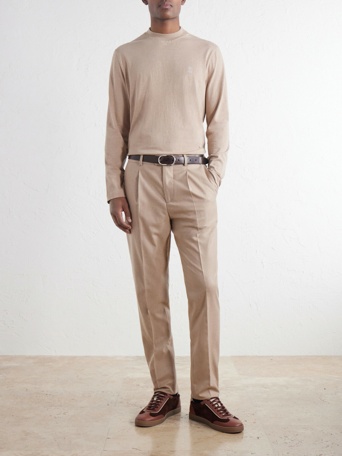 Brunello Cucinelli - Logo-Embroidered Cotton-Jersey T-Shirt - Neutrals