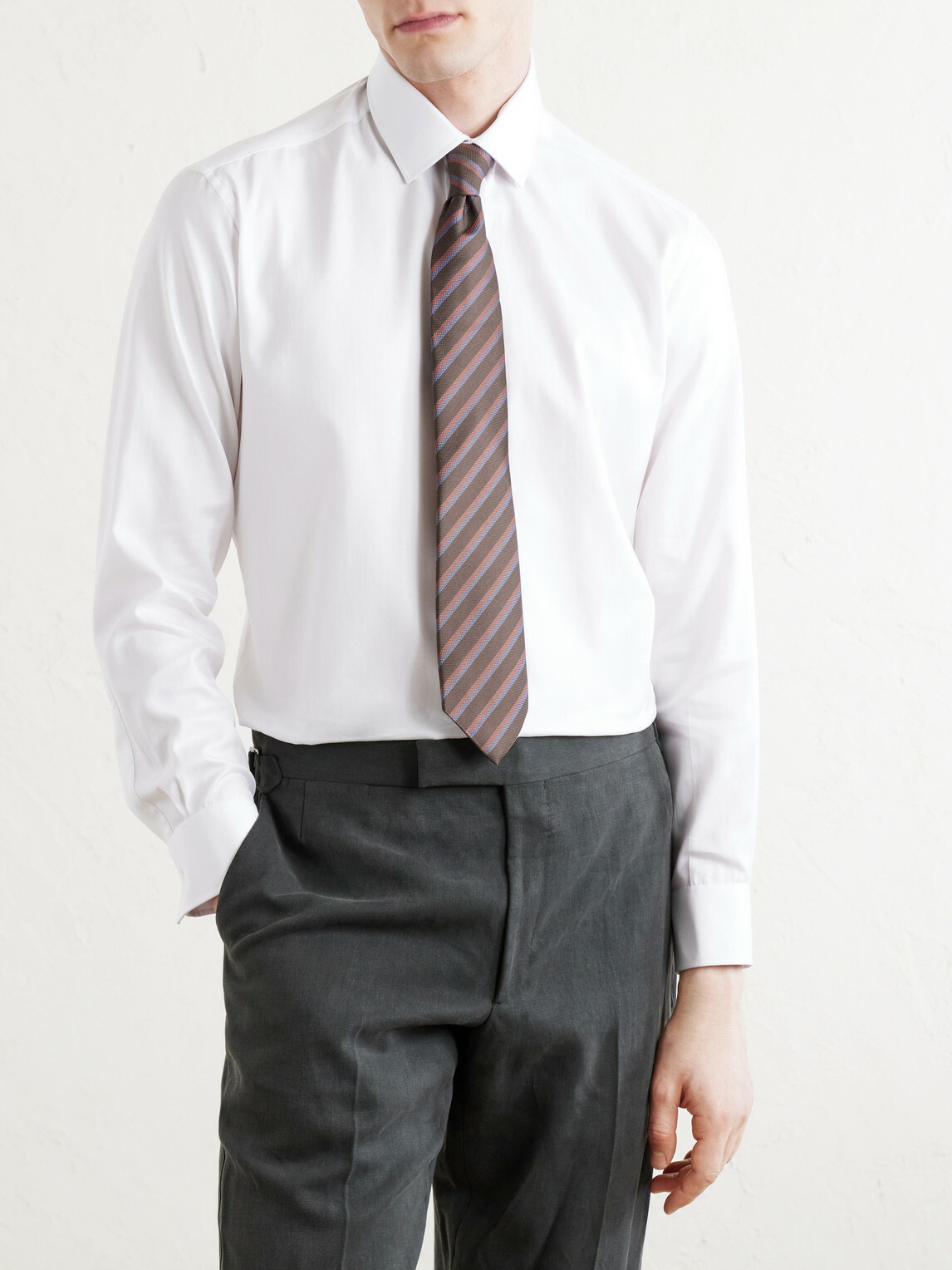 Charvet - Cotton-Herringbone Shirt - White