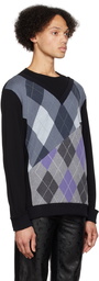 Marine Serre Black & Blue Argyle Long Sleeve T-Shirt