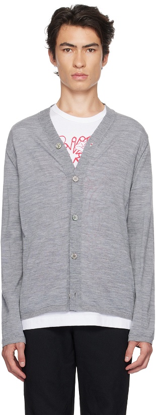 Photo: Comme des Garçons Homme Deux Gray Worsted Wool Cardigan