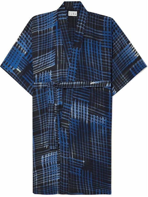 Photo: SUKU - Printed Bamboo-Jersey Robe - Blue