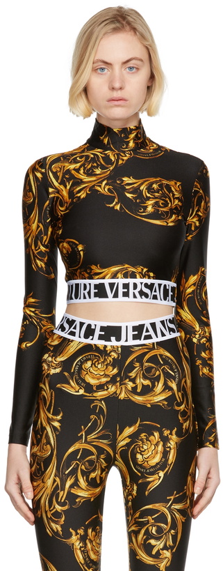 Photo: Versace Jeans Couture Black Regalia Baroque Cropped Turtleneck