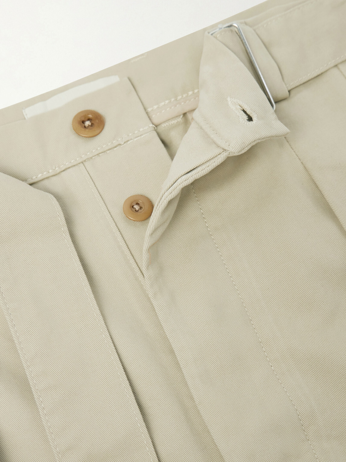 Officine Générale - Straight-Leg Pleated Cotton-Twill Chinos - Neutrals
