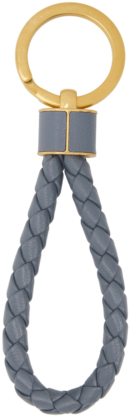 Bottega Veneta Gray Intrecciato Key Ring Bottega Veneta
