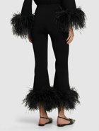 VALENTINO - Stretch Cady Straight Pants W/feathers